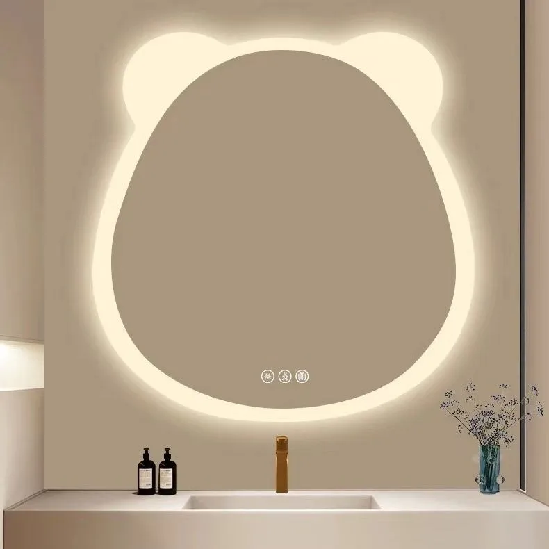 

Bear shaped explosion-proof ins smart mirror bathroom with led light anti-fog bathroom mirror wall-hanging makeup mirror