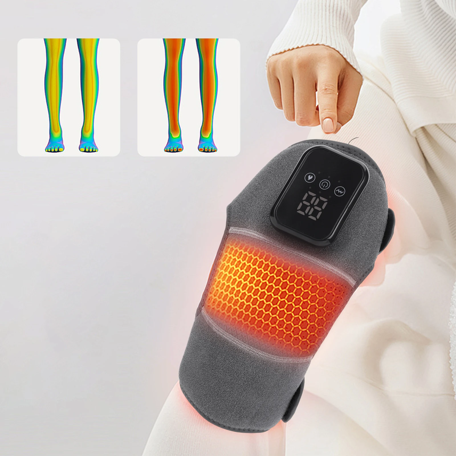 Kniemassager Trillingen Verwarmde kniemassager Elektrische verwarming Kniebescherming Wrap Warm kompres Gewrichtsbeschermer Pijnverlichting