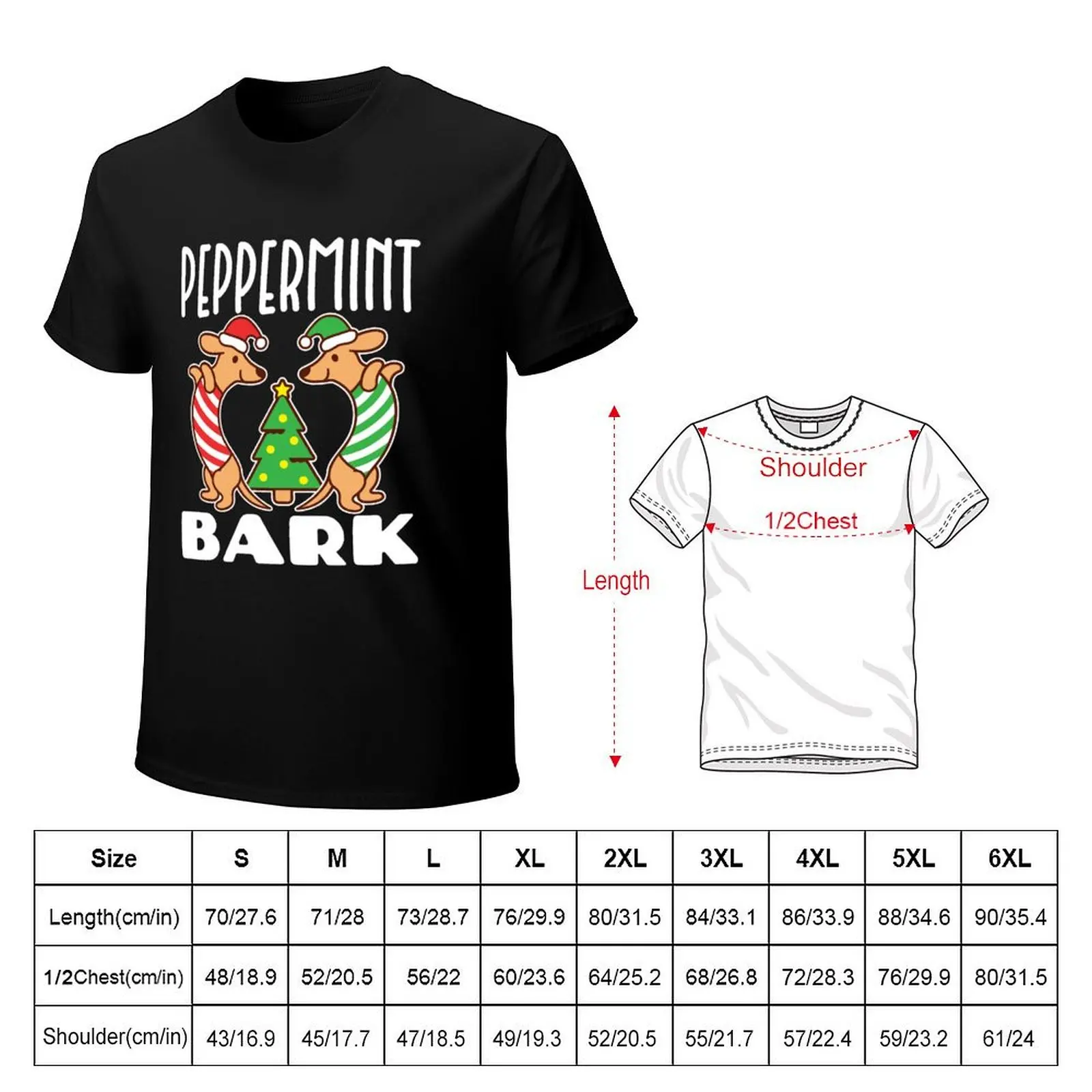 Christmas Dogs Peppermint Bark T-Shirt Relaxed Fit Casual Short Sleeve Top