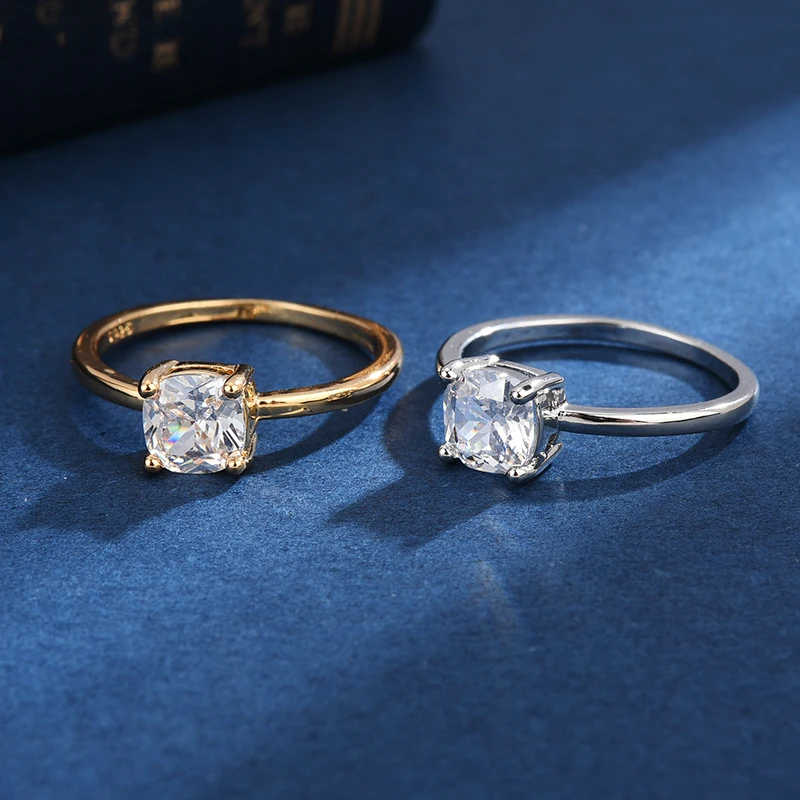 

Классические кольца из серебра 925 пробы с 6 когтями и цирконием, женские роскошные свадебные обручальные кольца золотого цвета, женские ювелирные изделия Eternity, оптовая продажа