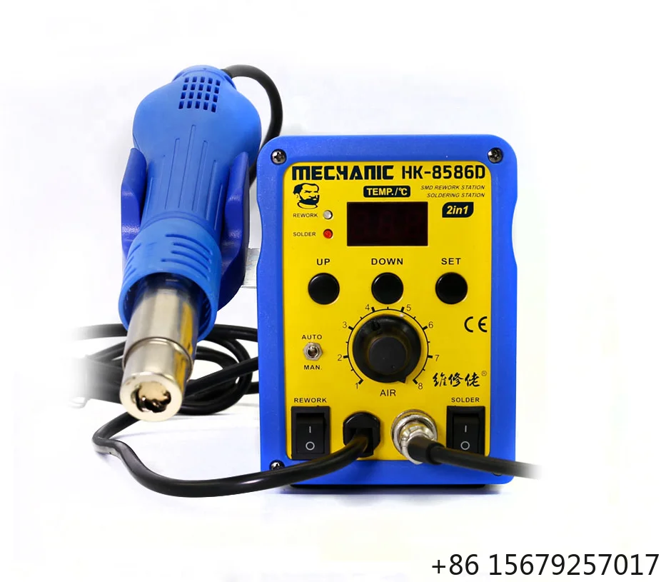MECHANIC HK-8586D 2 in 1 700W Hot Air Soldering Station SMD Soldering Iron Repair LED Digital Display Heat Gun Soldering Tool