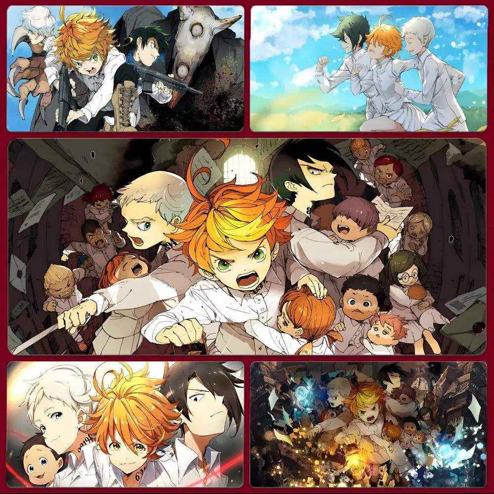 Dark Exciting Anime The P-Promised Neverland Mouse Pad Large Gaming Mousepad with Stitched Edges Thickened Desk Mat PC