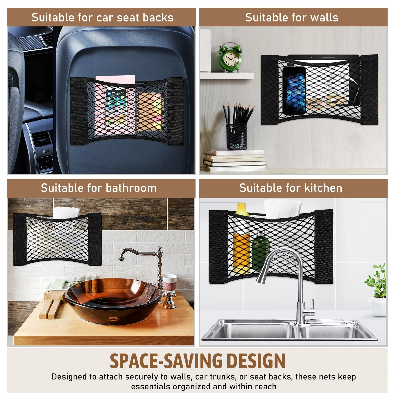 4 stücke Band Lagerung Net Elastische Mesh Cargo Net Für Auto Stamm Organizer Klebstoff Tasche Wand Lagerung Netting Kleine