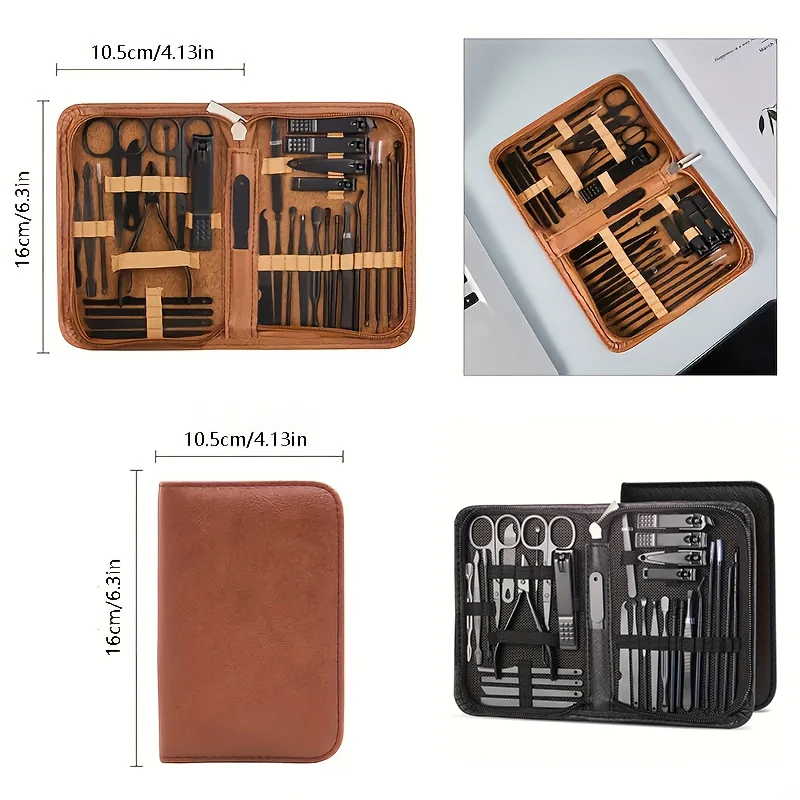 Ensemble de manucure professionnelle 3 pièces, Kit d'outils de soins des ongles en acier inoxydable avec poussoir à cuticules sans huile, lime à ongles, coupe-ongles et