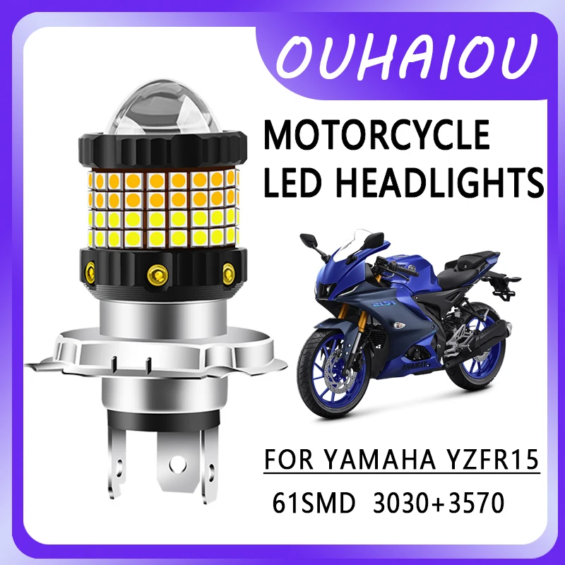 

FOR YAMAHA YZFR15 Motorcycle led headlight headlight H4 yellow white dual color motorcycle headlight 12-80v
