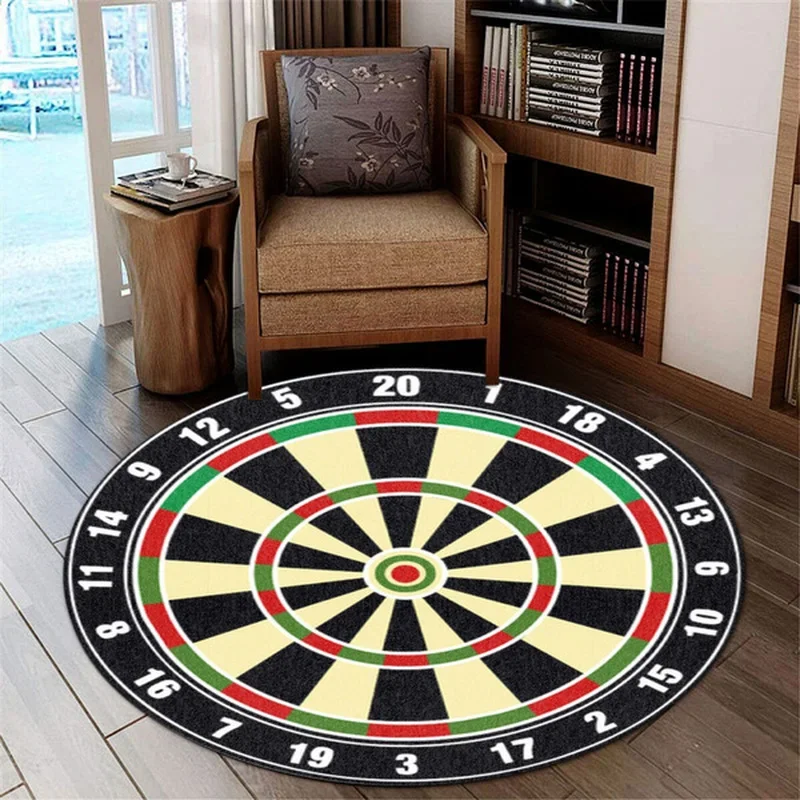 Dart Board Pattern Round Carpet – Anti-Slip Fun Area Rug for Bedroom, Living Room & Kids Play Area, Chair Mat Floor Decor