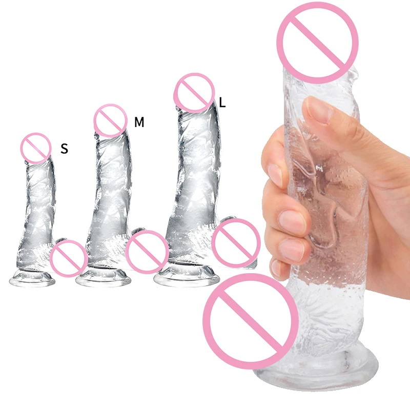 Transparent Crystal Dildo Soft Realistic Jelly Dildo Penis Suction Cup Vaginal G-spot Massage Butt Plug Anal Sex Toy