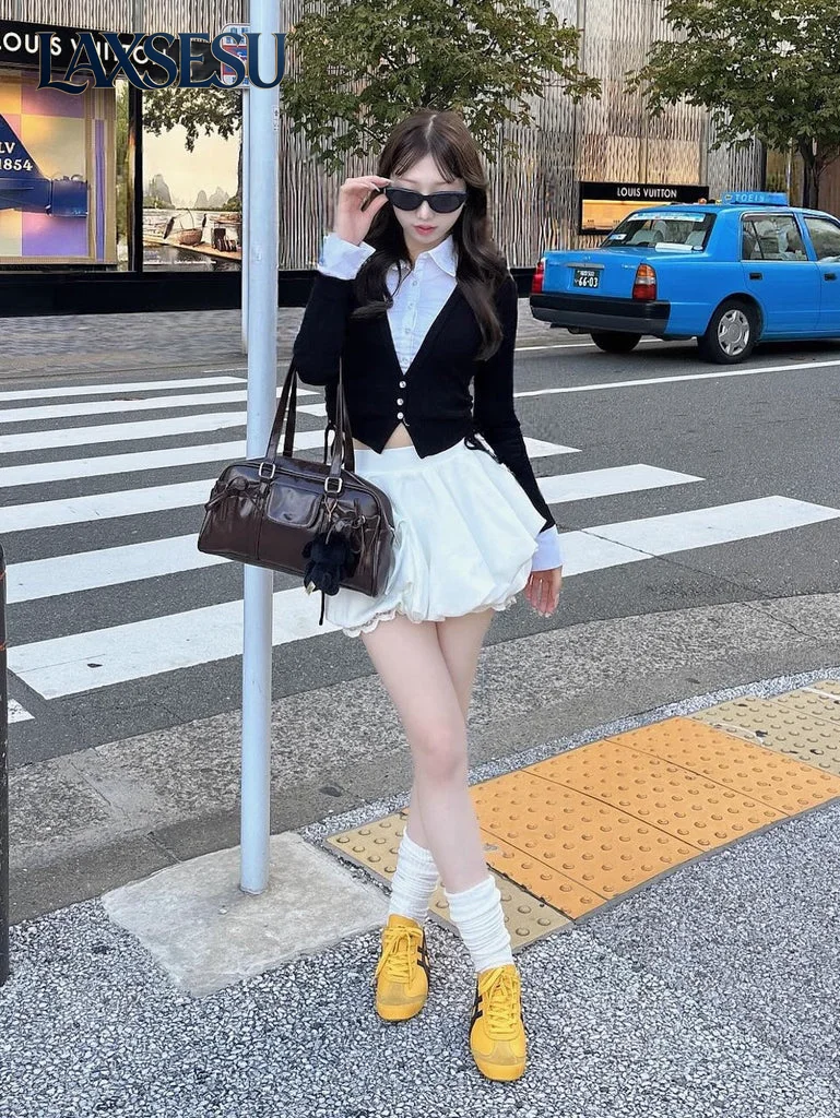 

2026 Summer New Japanese Sweet and Cute Girl Mini Skirt Versatile Elegant Women's Flower Bud Half Length High Waist Short Skirts