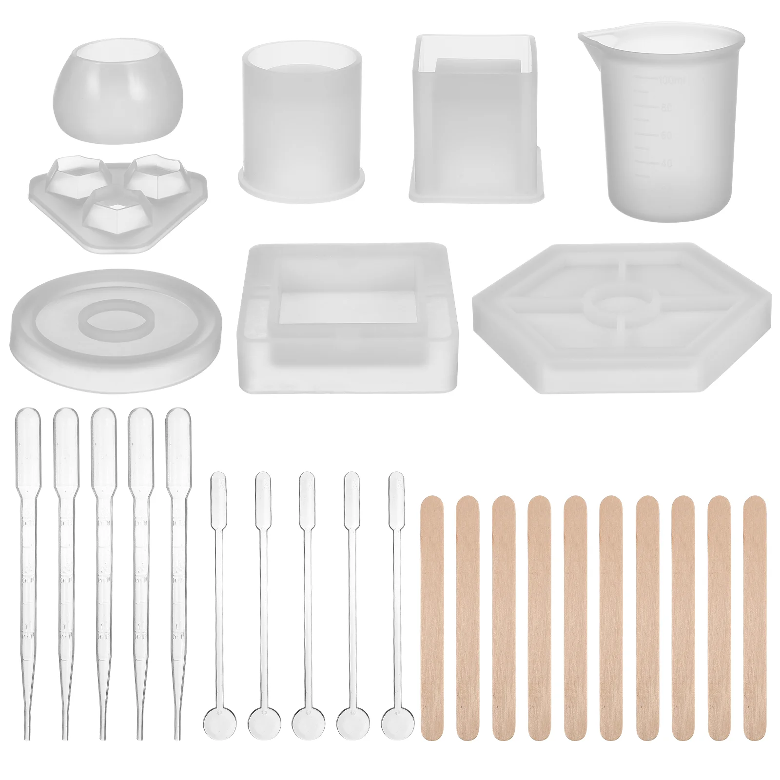 Pipettes Dropper Crystal Pillar Mold Epoxy Resin Moulds Silicone Measuring Cup DIY Coasters Silica Gel Craft