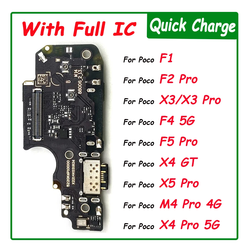 Testowana płytka ładująca USB Złącze dokujące Płytka mikrofonu Elastyczny kabel do Xiaomi Poco F1 F2 Pro F3 F4 M3 X3 X4 M4 Pro 4G 5G NFC