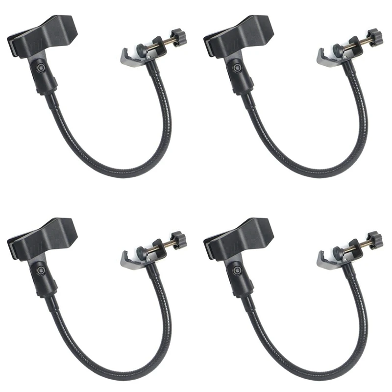 ขาตั้งไมโครโฟน4คอห่านยืดหยุ่นพร้อมที่หนีบตั้งโต๊ะสำหรับสตูดิโอวิทยุกระจายเสียงอุปกรณ์ถ่ายทอดสด