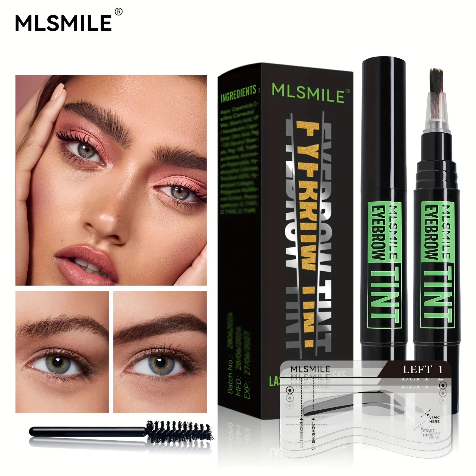 Juego de tinte para cejas, kit de tinte para cejas semipermanente impermeable, resistente al sudor y a las manchas, lápiz de tinte para cejas de aspecto natural