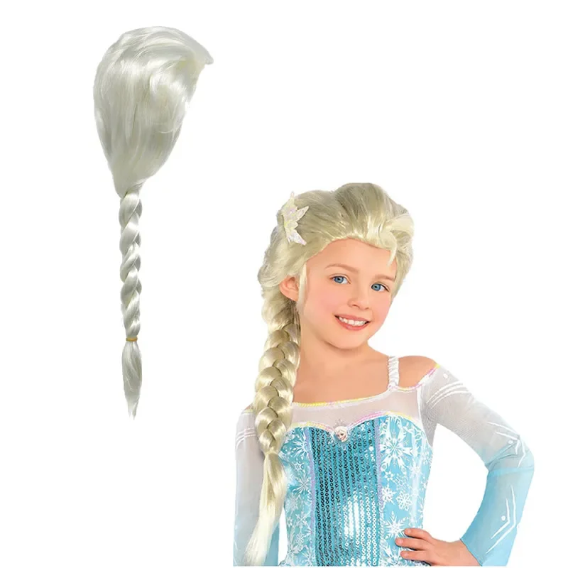 New Baby Girls Elsa Wig Dress Up Braid Mermaid Fancy Anna Makeup Headwear Kids Halloween Party Cosplay Princess Hair Decoration