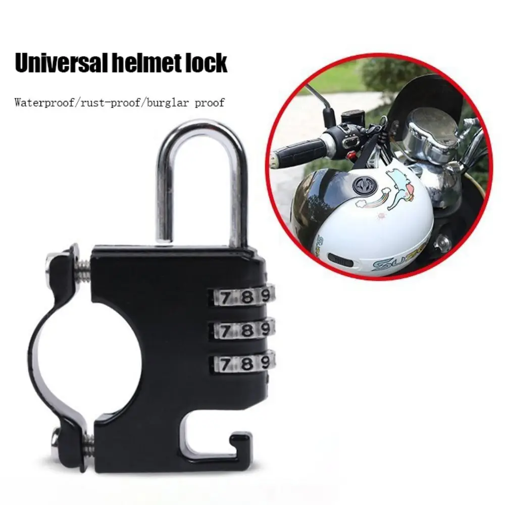 Multifunction 3 Digit Helmet Combination Lock Waterproof Rust-proof Password Helmet Lock Alloy Solid Anti Theft Padlock Bicycle