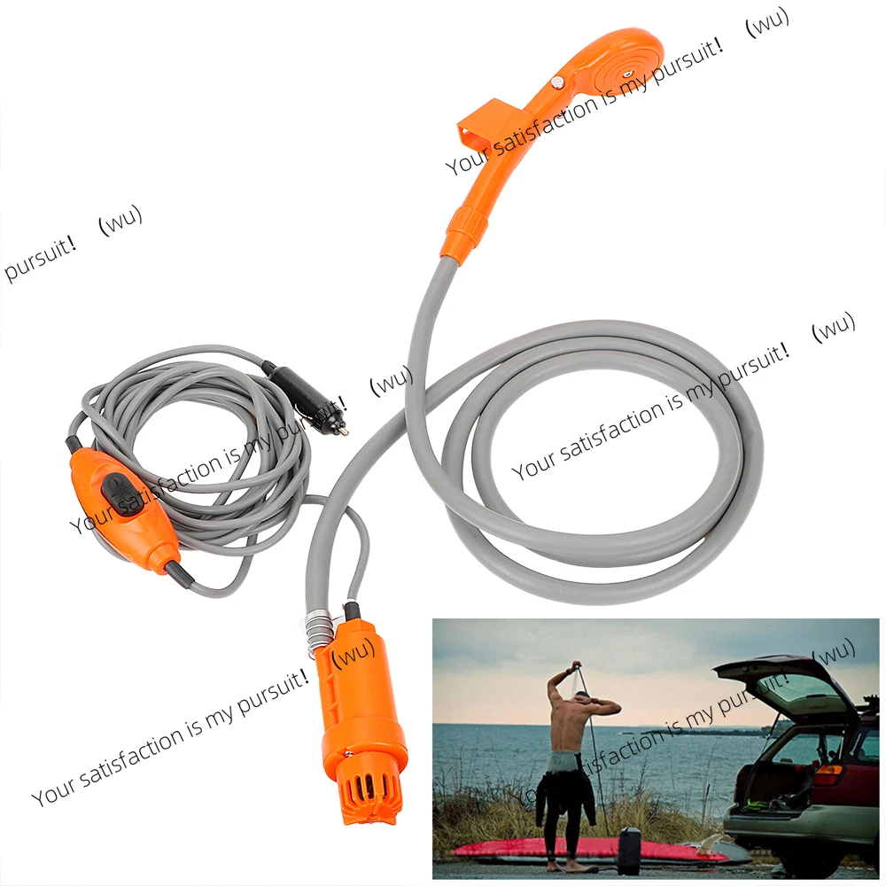 

12V RV Caravan Shower With Pipe Pump Cigar Lighter Power Adapter Car Washer Outdoor Camping Travel Washing Nozzles Universal