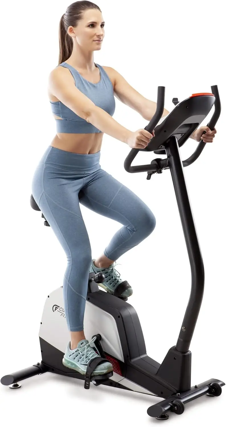 Circuit Fitness Magnetic Upright Exercise Bike with 15 Workout Presets, 300 lbs Capacity