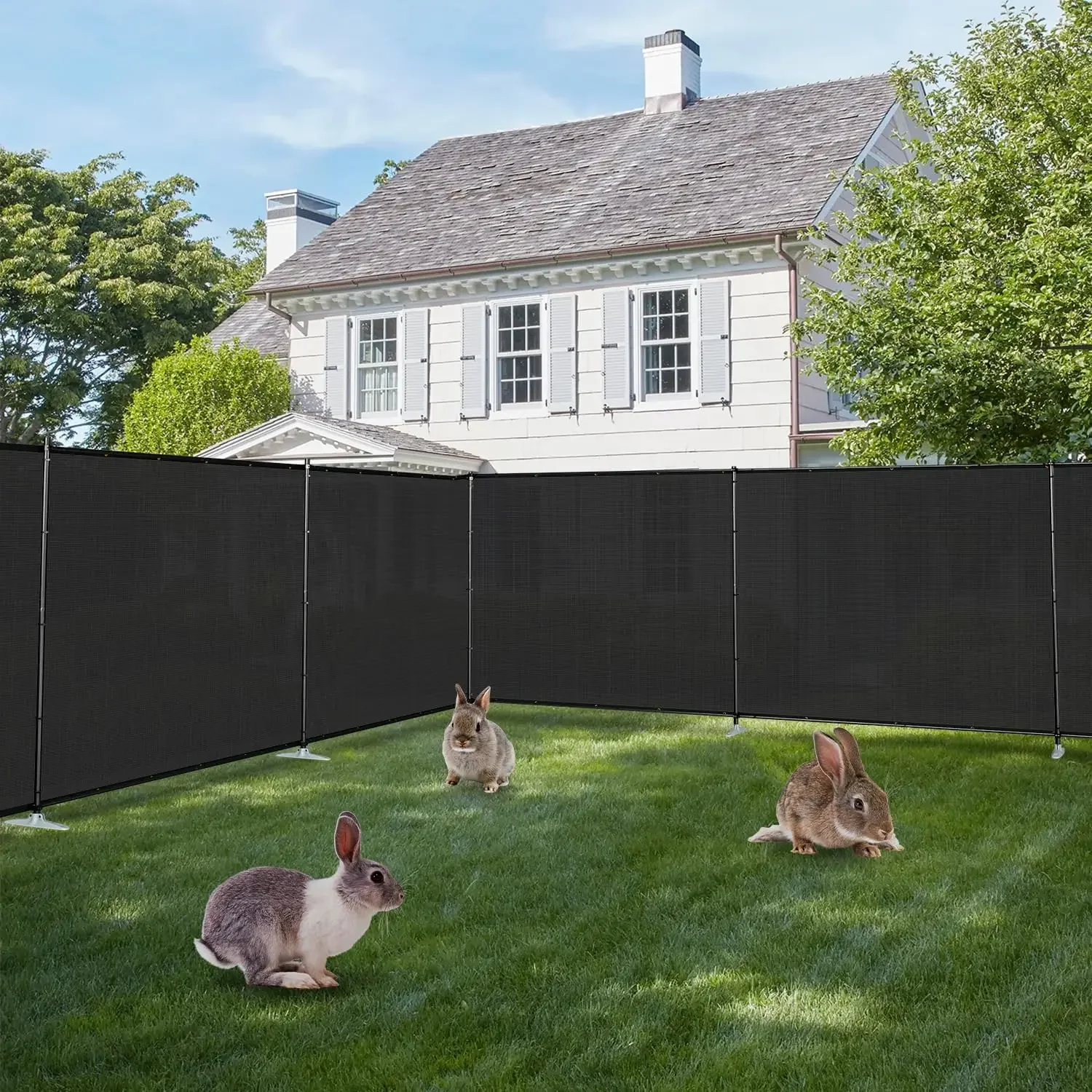 6'x24' Outdoor Privacy Screen Fence Panel Freestanding Backyard Patio Privacy Pool Fencing Temporary Garden Dog Fence with Iron