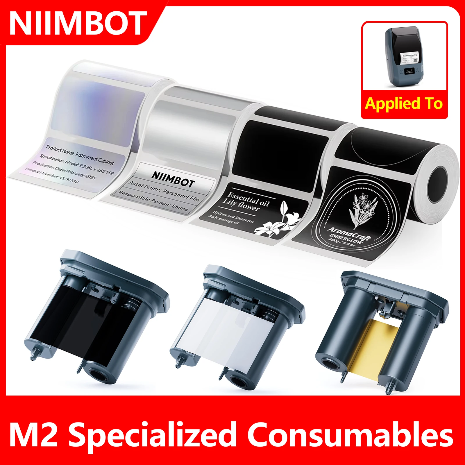 Niimbot Thermal Transfer Label Paper Color Printing Ribbon Black/Silver Label Stickers Long-term Storage For M2 Thermal Printer