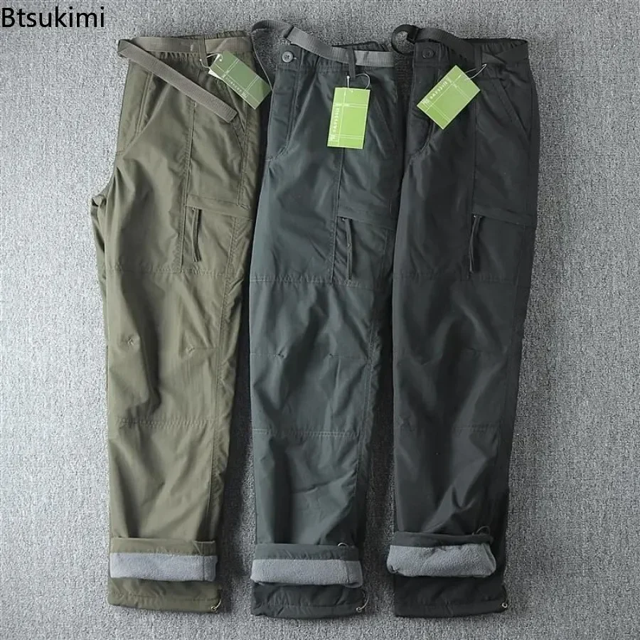 2026 Men's Multi-pocket Cargo Pants Soild Ice Silk Casual Straight Trousers Man Outdoor Waterproof Quick Drying Sport Pants 6XL