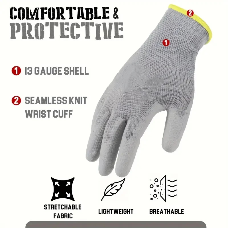 2/6Pairs بو المغلفة قفازات العمل المضادة للانزلاق سلس متماسكة قفازات العمل الرجال ميكانيكي قفازات البناء الكهربائية مستودع