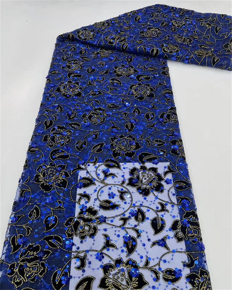 Hoge kwaliteit Afrikaanse netto kant met pailletten 5 yards Nigeriaanse Franse tule stof voor trouwjurken en speciale gelegenheden