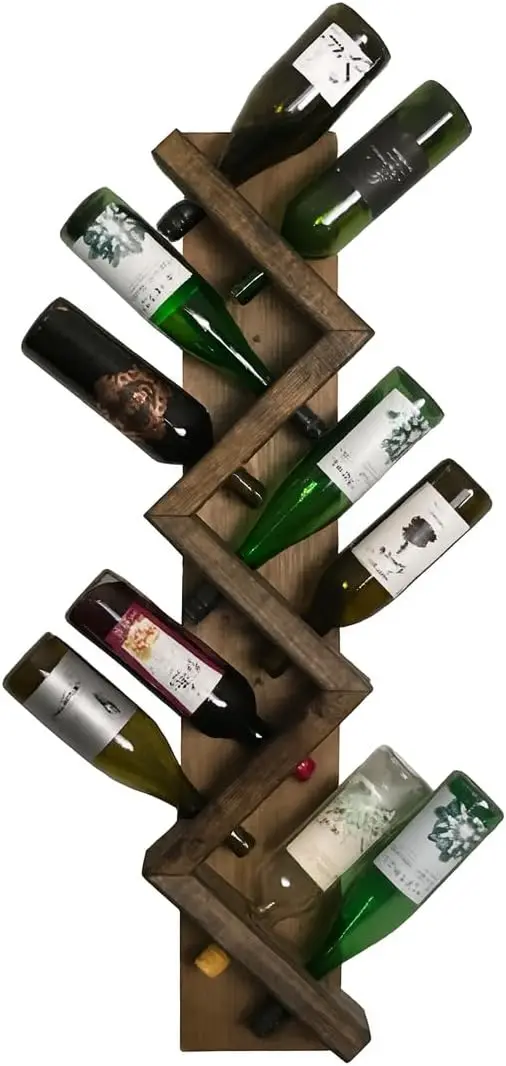 

Wall-Mounted Zig Zag Wine Rack, Easy Installation, Holds Multiple Bottles