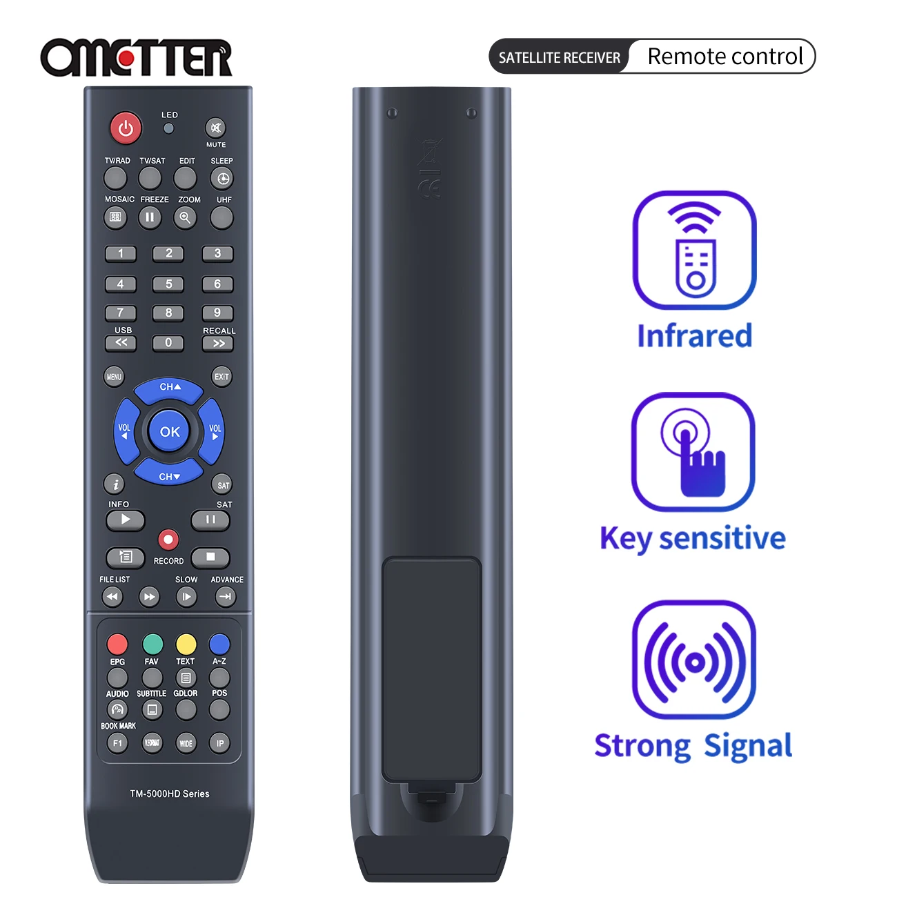 

TM-5000HD Replaced Remote Control for Technomate TV TM-5402HD M3 CI Super+