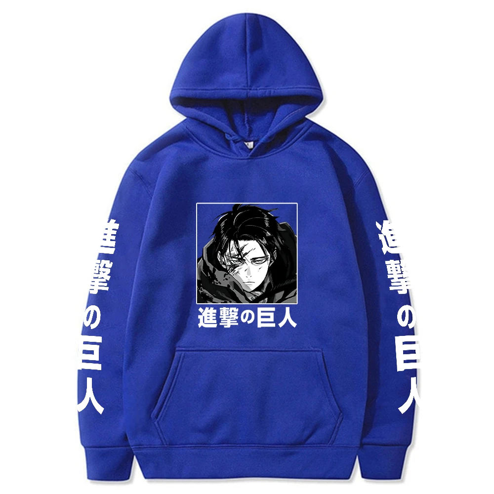 Bluzy z kapturem z kapturem Unisex męskie nadruki Shingeki No Kyojin ubrania Anime luźne, swobodne stroje uliczne, estetyczne koreańskie