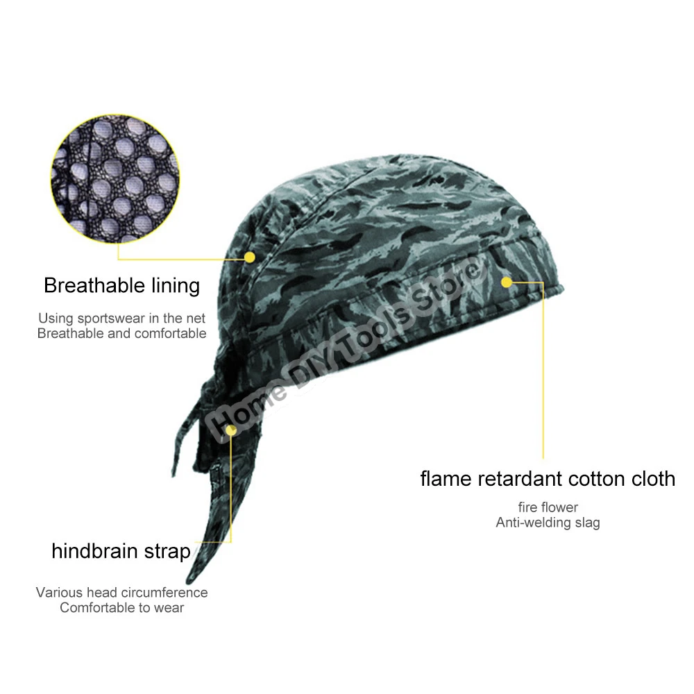 Anti-scalding Hat Work Cap Protective Welding Hat Flame Retardant Fire Resistant Head Bandana Type Labor Insurance Welder