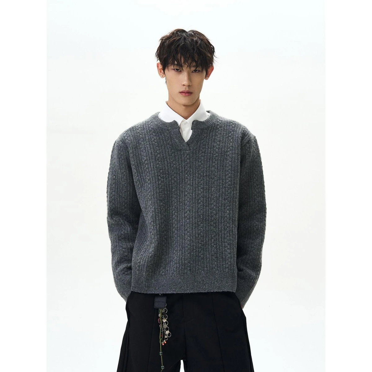 

Retro Oversized V-Ne Knitwear Men Women Autumn Winter Casual Soft Polyester Long Sve Hoodie Couple Trendy Streetwear