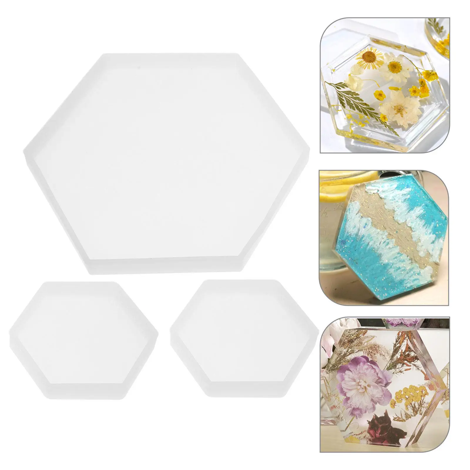 

3Pcs Hexagon Resin Mold Set High Transparency Silicone DIY Jewelry Craft Kit for Christmas Birthday Gift Crystal Epoxy Casting