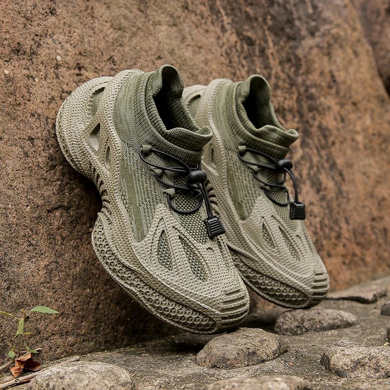 

Men's Beige Mesh Thick Soled Sports Shoes Outdoor Breathable Casual Shoe Fashionable and Comfortable Daily Wear Designer Shoes