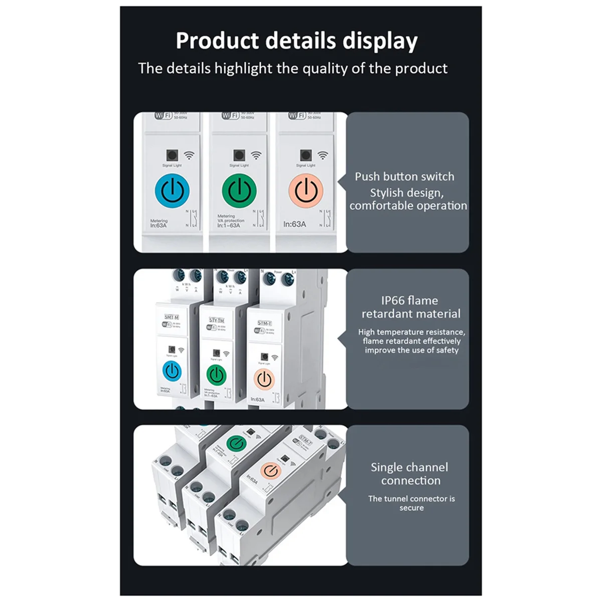 N18R Tuya Wifi Smart Circuit Breaker Power Metering Din Rail Remote Control Smart Home Kwh Metering Monitoring Timer Relay B