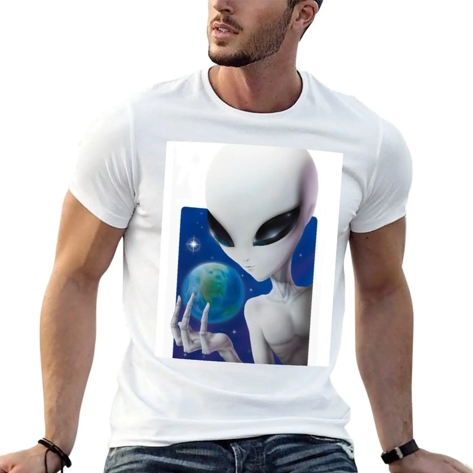 ET. Alienígena cinza. EBEN, EBE, Alienígena Cinza, ET Cinza, Extraterrestre, OVNI. BEM, camisetas masculinas, pacote de camisetas brancas