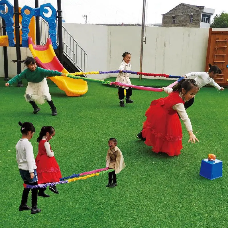 Elástico arco-íris corda elástico banda correndo puxar círculo equipe esportes ao ar livre jardim de infância equipamento de treinamento físico ao ar livre brinquedo
