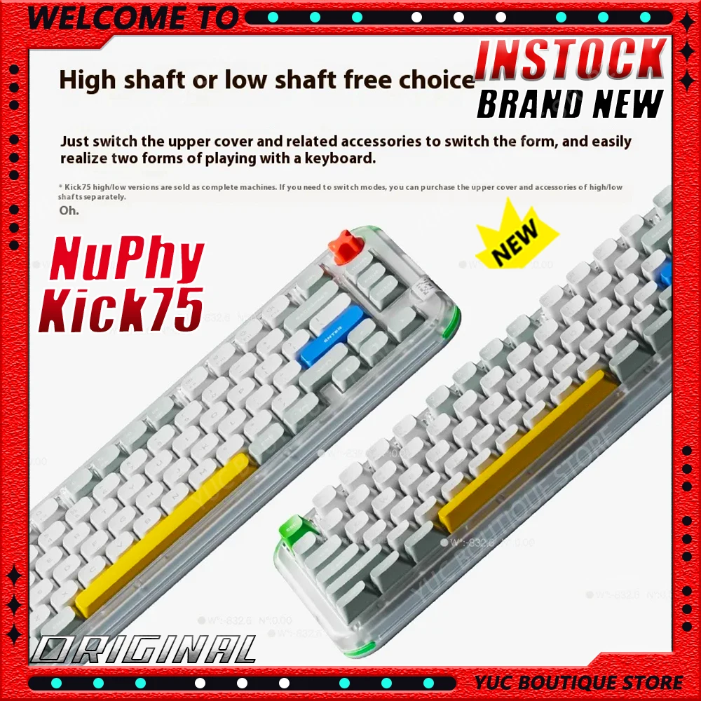 

НОВАЯ игровая механическая клавиатура NuPhy Kick75 Dwarf Axis, беспроводная 3-режимная прокладка, RGB, пользовательские киберспортивные клавиатуры для ноутбуков, высокая ось