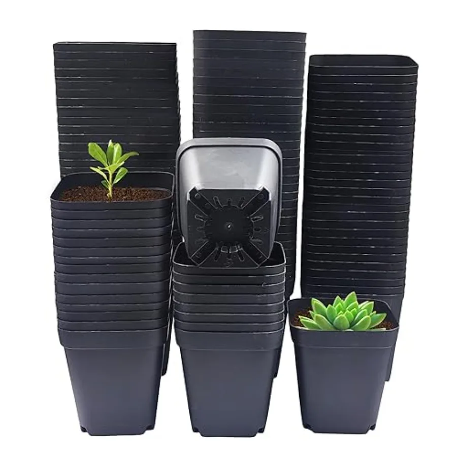 

Square Nursery Pots 3" 120Pcs Deep Succulent Plastic Pots Small Flower Planter Seeds Starter Germination Pots with Drainage,es,