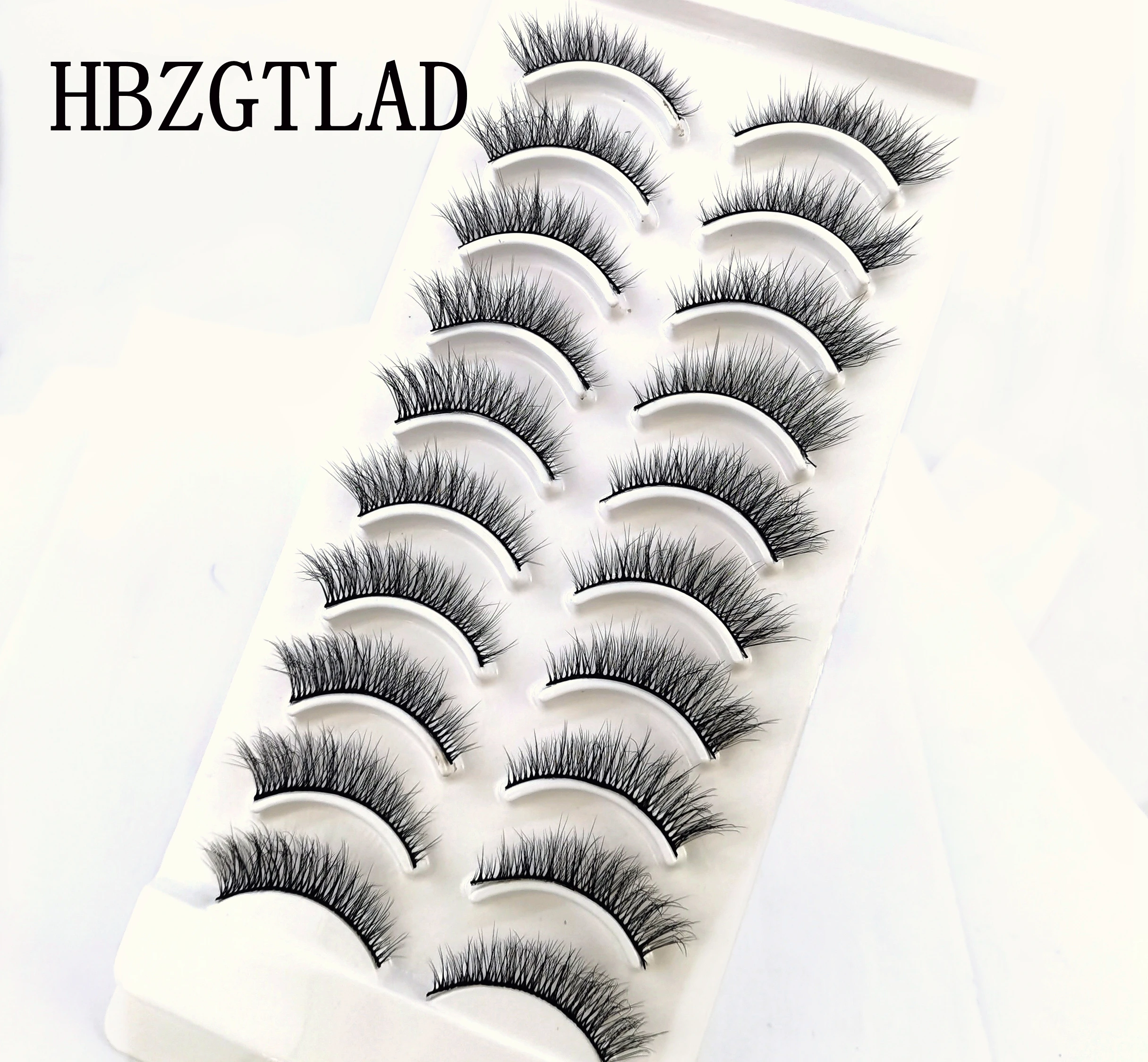 HBZGTLAD 10 Paar künstliche Nerz-Falsche Wimpern, natürliches langes Make-up, 3D-Nerzwimpern, Verlängerungswimpern, kurze Nerzwimpern für Schönheit – Detail 26