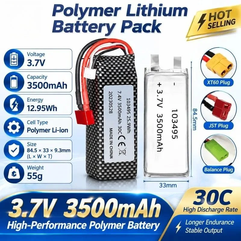 for High magnification 103495 polymer lithium battery 3500mAh 30C aircraft model car model ship model full capacity A product
