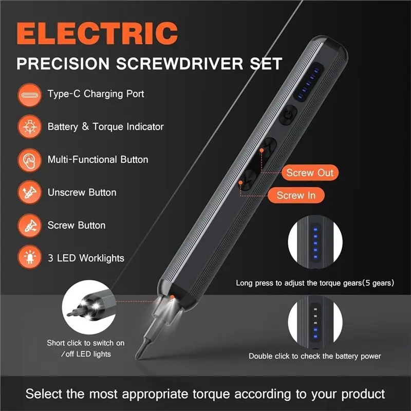 [NEW!A93G】 Cordless, Rechargeable 138-In-1 Electric Screwdriver Set Repair Tool Kit For Electronics, Camera, Watch
