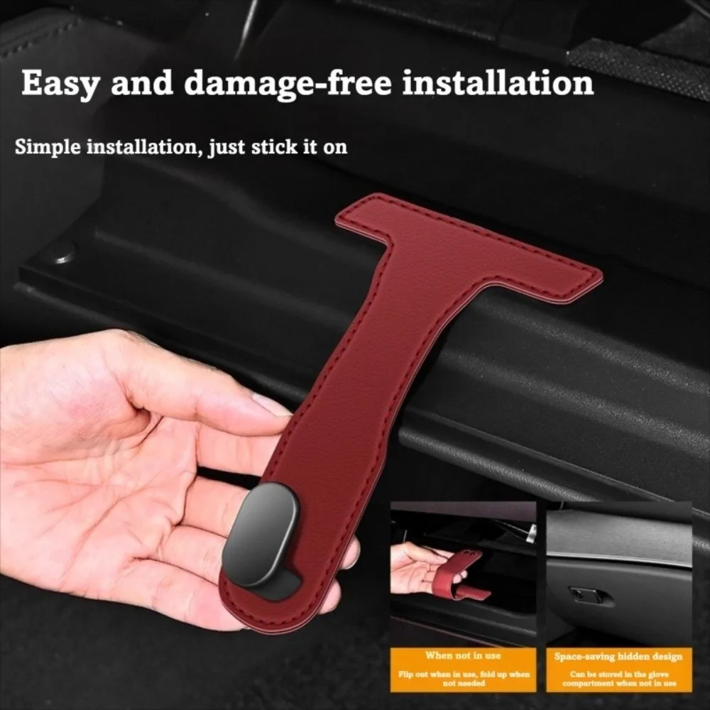 PU Leather Car Purse Hook Interior Clip Storage Accessory Seat Back Hanger Hidden Hook Clip Hanging Hook Design