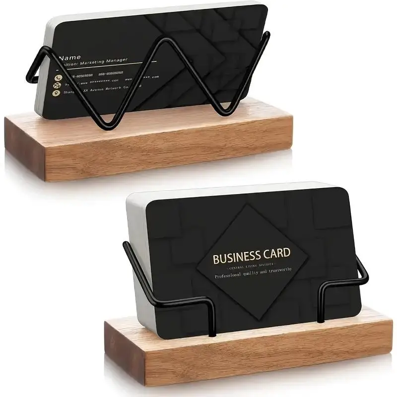 1Pc Wood Business Card Holder For Desk Wooden Business Card Display Stand Postcard Holder For Office Home Desktop