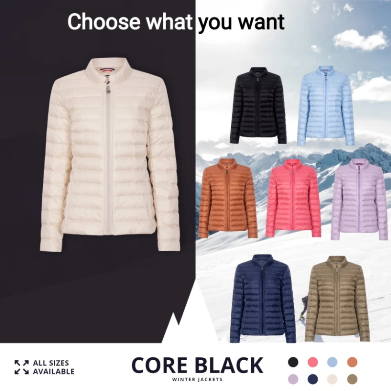 COREBLACK Brand Coat Down Jackets for Women Casual Ultra Light Breathable Fashion Short Down Jackets