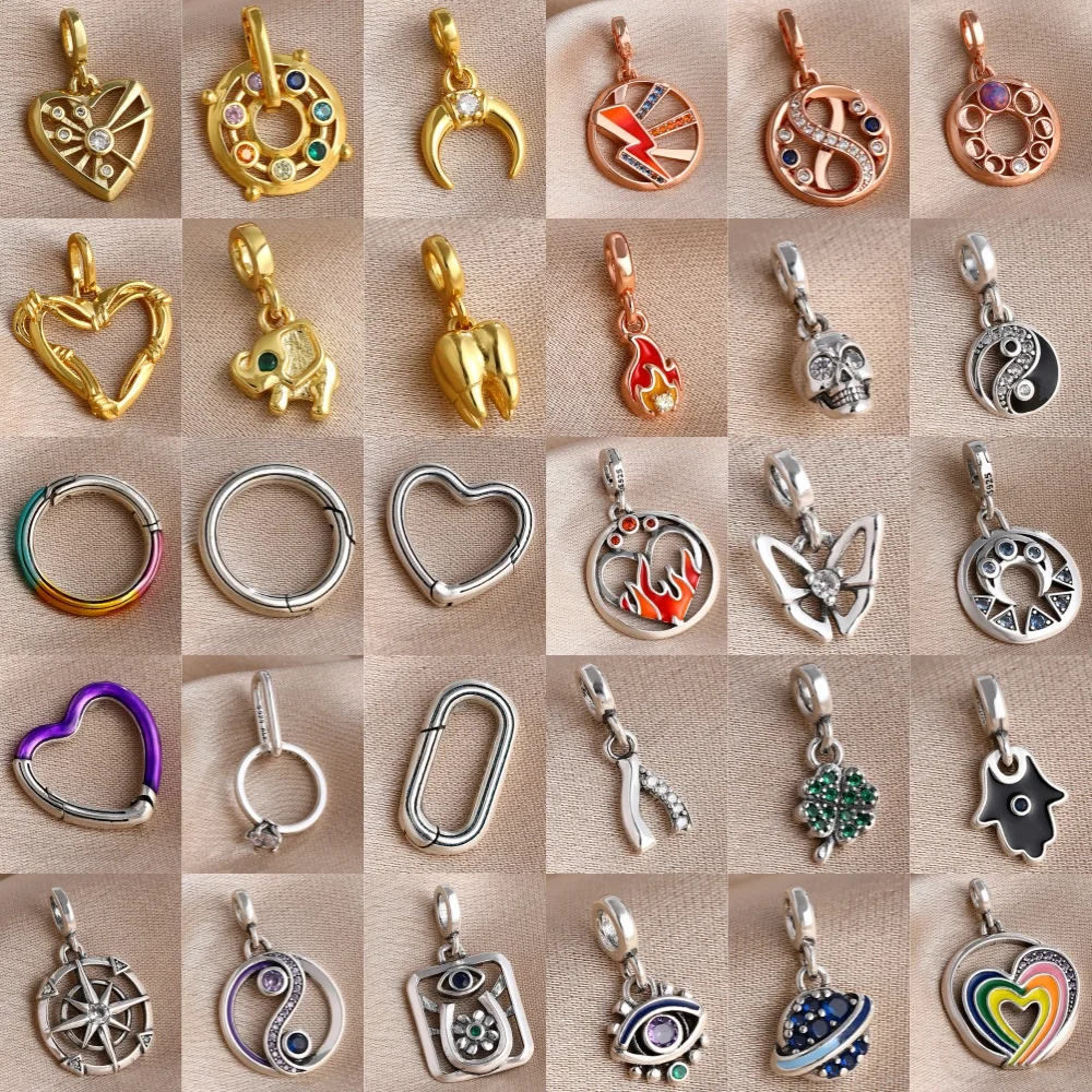 

New ME Series,Teeth,Palm,Eyes,Round,Heart-Shaped,Bead Pendant 925 Silver Suitable for Original ME Bracelet DIY Exquisite Jewelry