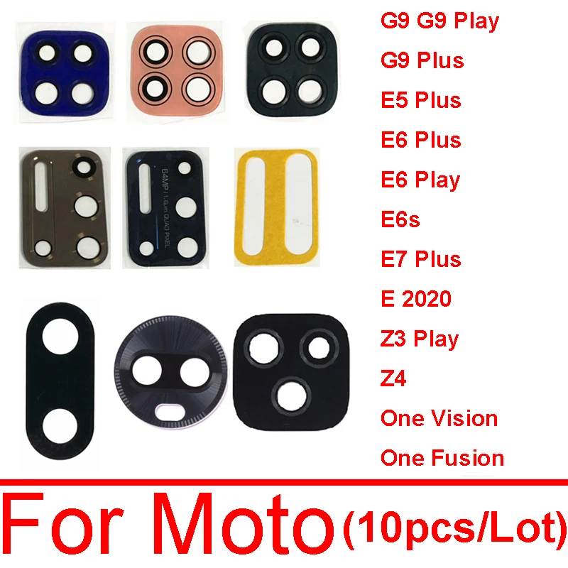 10Pcs/Lot, Camera Glass Lens Back Rear Camera Glass Lens Sticker For Moto E6 E7 Z3 Z4 G9 Play Plus One Vision Fusion E 2020 E6s