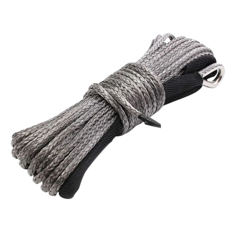 Newsynthetic Winch Rope, 15M 7700 Lbs Winch Line Cable Rope With Protective Sleeve Maintenance String For ATV UTV Off-Road