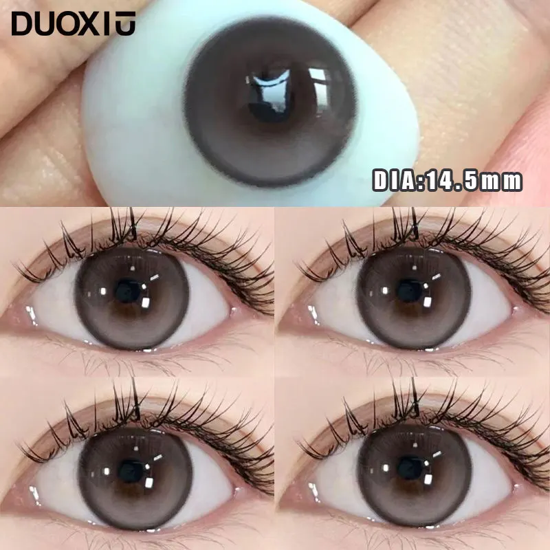 DuoXiu 1 пара натуральных контактных линз, мягкие линзы, коричневый глаз, диаметр 14,5 мм, 14,2 мм, 14,0 мм, красивые зрачки, черные линзы, степень близорукости