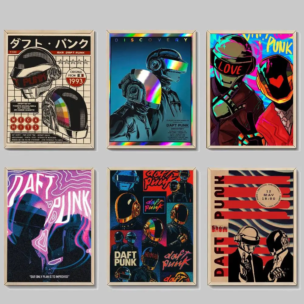 Casco Retro Daft Punk, impresiones y carteles de buena calidad, pegatina de papel impermeable, carteles para cafetería y Bar, pegatinas de pared