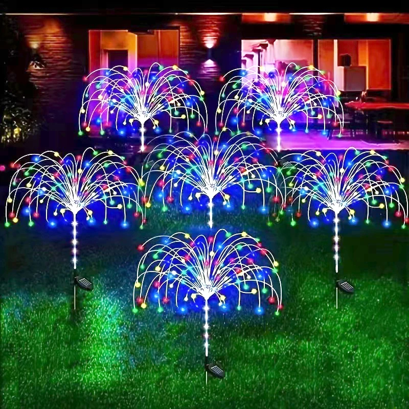 200Leds Solar Firework Light Copper Wire Christmas Fairy Lights Lawn Pathway Light Garden Decoration