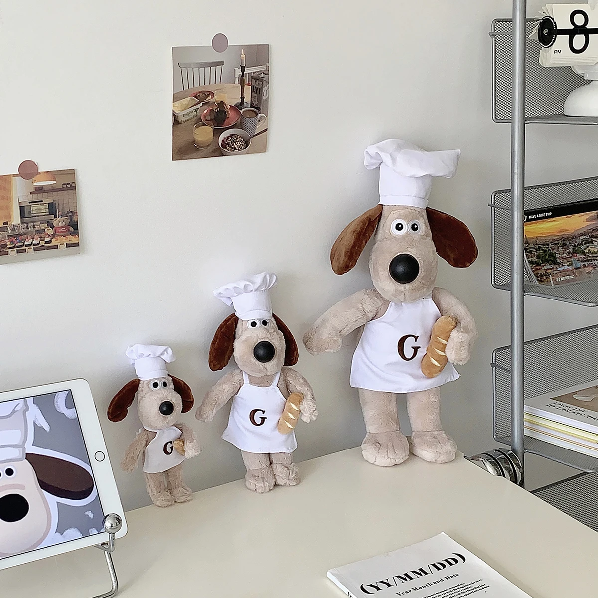 الشيف نمط جروميت أفخم والاس و جروميت ألعاب من القطيفة أنيمي لطيف جرو محشوة الدمى Kawaii ديكور المنزل هدية عيد ميلاد